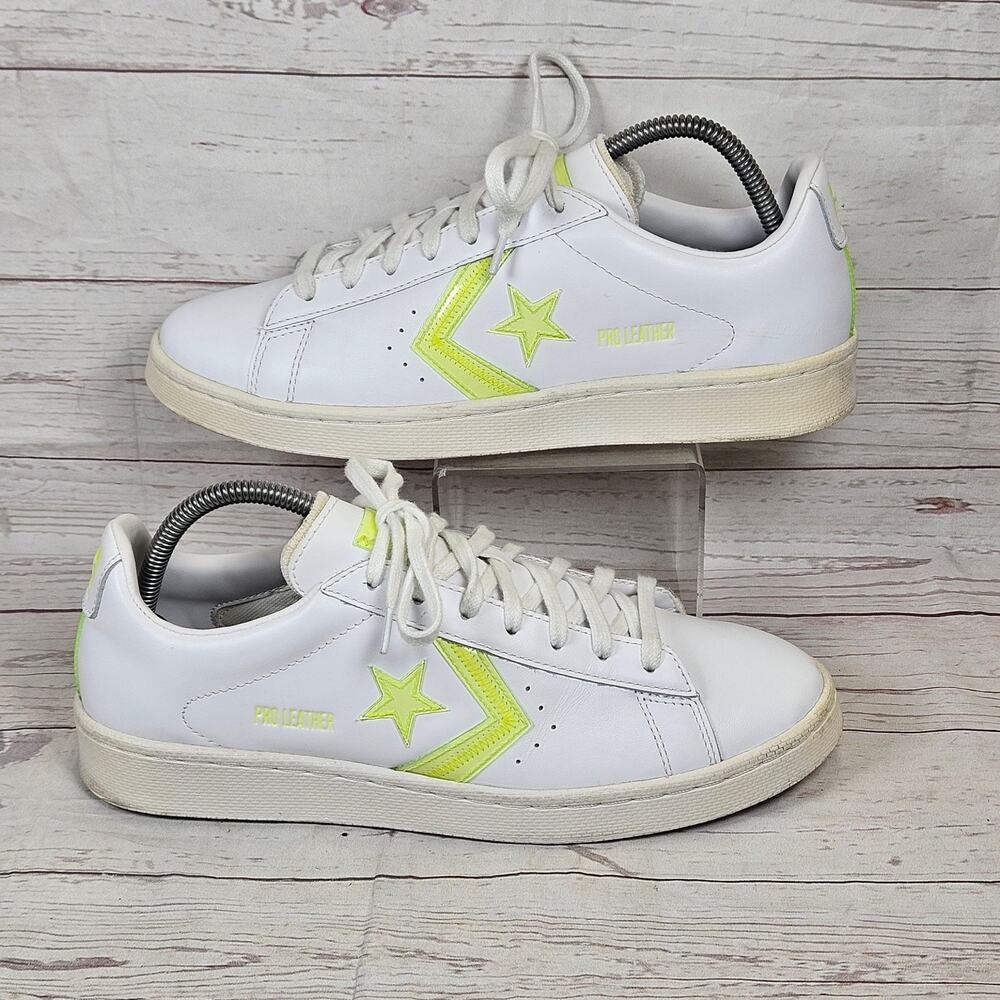 Converse Pro Leather Hi Vis Shoes US Women’s 10.5/Men's 9 White Yellow Sneakers